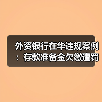 外资银行在华违规案例：存款准备金欠缴遭罚20万（图3）
